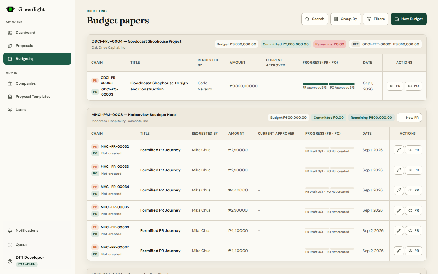 Purchase Proposal screenshot