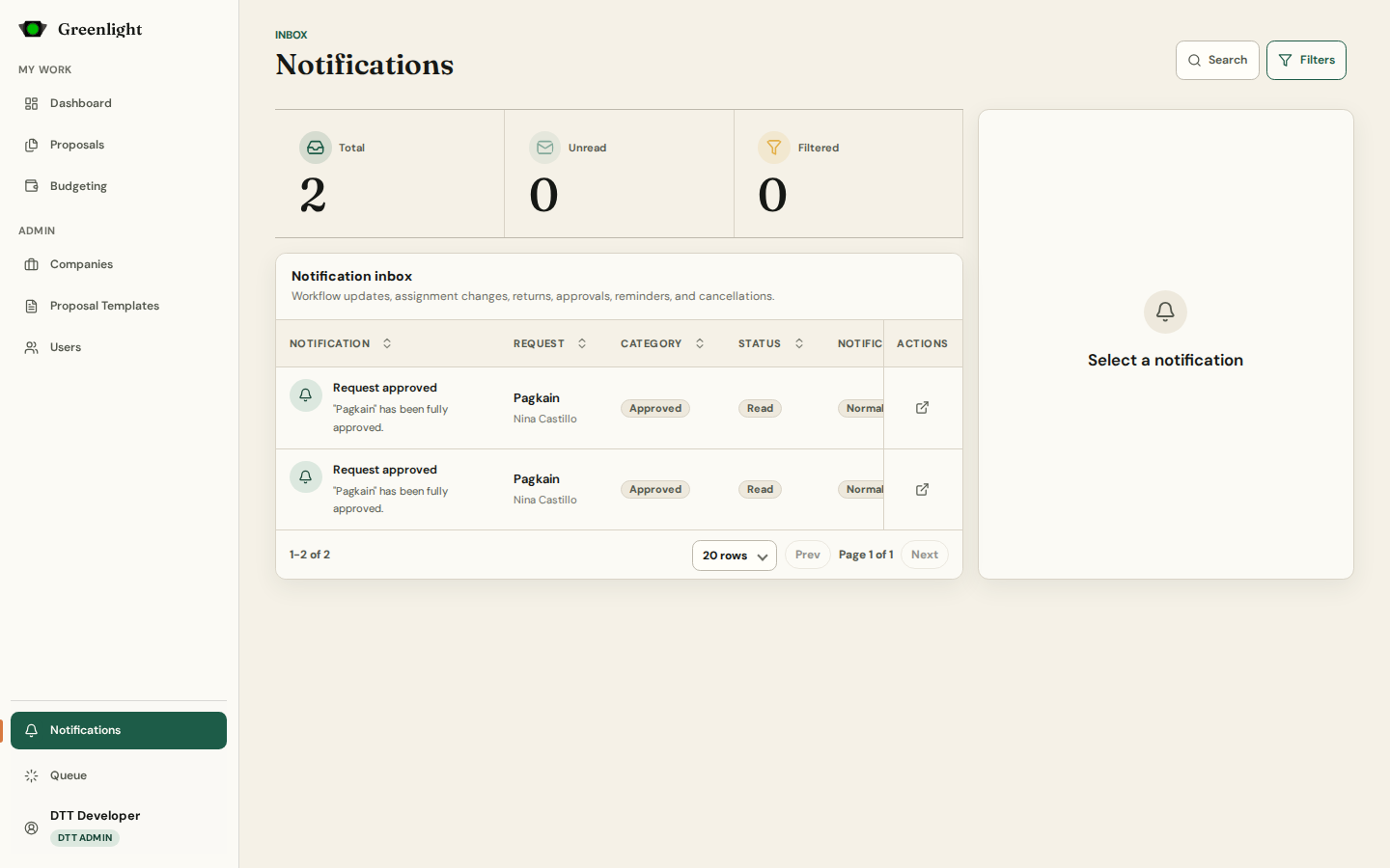 Notifications screenshot