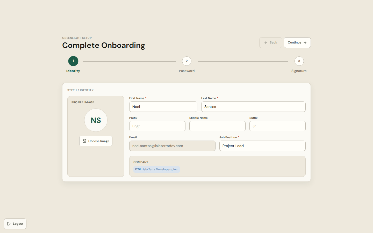Your first sign-in screenshot