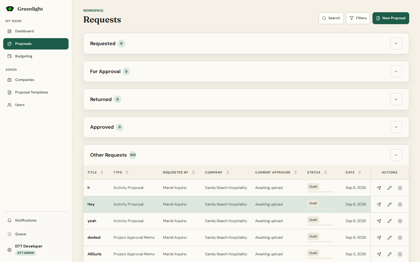 Proposals workspace screenshot