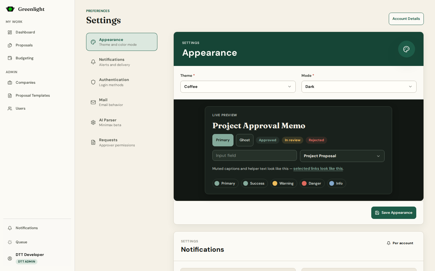 Settings screenshot